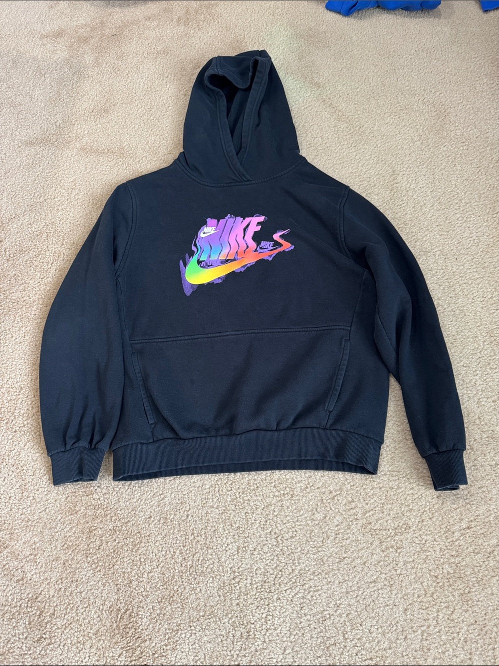 Nike Black Hoodie with Rainbow Gradient Swoosh